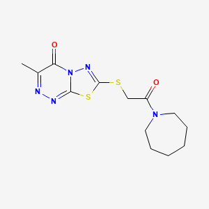 molecular formula C13H17N5O2S2 B2835215 7-[2-(Azepan-1-yl)-2-oxoethyl]sulfanyl-3-methyl-[1,3,4]thiadiazolo[2,3-c][1,2,4]triazin-4-one CAS No. 869073-66-5