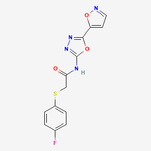 molecular formula C13H9FN4O3S B2835216 2-((4-fluorophenyl)thio)-N-(5-(isoxazol-5-yl)-1,3,4-oxadiazol-2-yl)acetamide CAS No. 952874-06-5