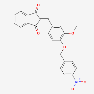molecular formula C24H17NO6 B2835231 2-((3-甲氧基-4-((4-硝基苯基)甲氧)苯基)亚甲基)茚-1,3-二酮 CAS No. 431978-82-4