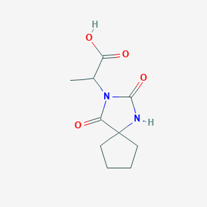 molecular formula C10H14N2O4 B2835232 2-{2,4-二氧代-1,3-二氮杂螺[4.4]壬烷-3-基}丙酸 CAS No. 926195-36-0
