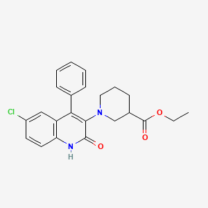 ethyl 1-(6-chloro-2-oxo-4-phenyl-1H-quinolin-3-yl)piperidine-3-carboxylate