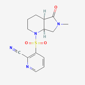 molecular formula C14H16N4O3S B2835237 3-[[(4Ar,7aS)-6-methyl-5-oxo-2,3,4,4a,7,7a-hexahydropyrrolo[3,4-b]pyridin-1-yl]sulfonyl]pyridine-2-carbonitrile CAS No. 1938822-08-2