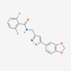 molecular formula C18H12F2N2O4 B2835238 N-((5-(benzo[d][1,3]dioxol-5-yl)isoxazol-3-yl)methyl)-2,6-difluorobenzamide CAS No. 1211089-29-0