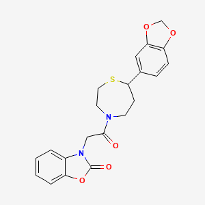 molecular formula C21H20N2O5S B2835242 3-(2-(7-(benzo[d][1,3]dioxol-5-yl)-1,4-thiazepan-4-yl)-2-oxoethyl)benzo[d]oxazol-2(3H)-one CAS No. 1704558-33-7