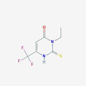 molecular formula C7H7F3N2OS B2835243 3-乙基-2-硫代甲烯-6-(三氟甲基)-1H-嘧啶-4-酮 CAS No. 216016-27-2