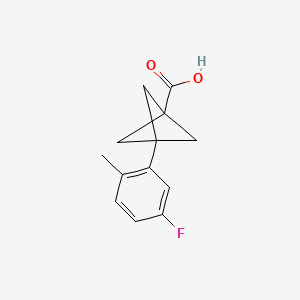 molecular formula C13H13FO2 B2835264 3-(5-Fluoro-2-methylphenyl)bicyclo[1.1.1]pentane-1-carboxylic acid CAS No. 2287313-02-2