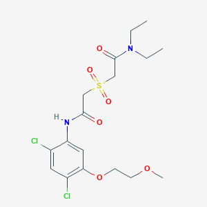 molecular formula C17H24Cl2N2O6S B2835265 2-({2-[2,4-dichloro-5-(2-methoxyethoxy)anilino]-2-oxoethyl}sulfonyl)-N,N-diethylacetamide CAS No. 341965-10-4