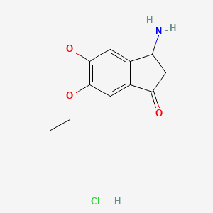 molecular formula C12H16ClNO3 B2835269 5-Ethoxy-6-methoxy-3-oxo-1-indanaminium chloride CAS No. 1052545-06-8