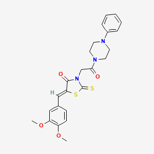 molecular formula C24H25N3O4S2 B2835287 (5Z)-5-[(3,4-dimethoxyphenyl)methylidene]-3-[2-oxo-2-(4-phenylpiperazin-1-yl)ethyl]-2-sulfanylidene-1,3-thiazolidin-4-one CAS No. 681832-72-4