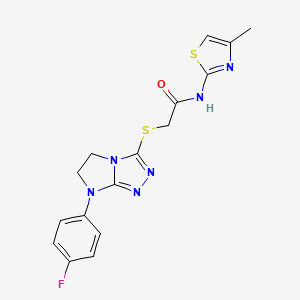 2-((7-(4-fluorophenyl)-6,7-dihydro-5H-imidazo[2,1-c][1,2,4]triazol-3-yl)thio)-N-(4-methylthiazol-2-yl)acetamide