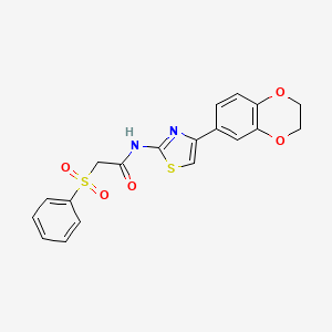 N-(4-(2,3-dihydrobenzo[b][1,4]dioxin-6-yl)thiazol-2-yl)-2-(phenylsulfonyl)acetamide