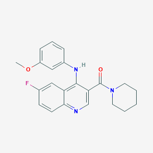 (6-Fluoro-4-((3-methoxyphenyl)amino)quinolin-3-yl)(piperidin-1-yl)methanone