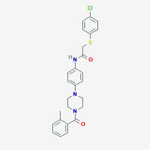 2-[(4-chlorophenyl)sulfanyl]-N-{4-[4-(2-methylbenzoyl)-1-piperazinyl]phenyl}acetamide