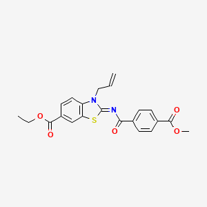 molecular formula C22H20N2O5S B2835325 (Z)-ethyl 3-allyl-2-((4-(methoxycarbonyl)benzoyl)imino)-2,3-dihydrobenzo[d]thiazole-6-carboxylate CAS No. 865174-72-7