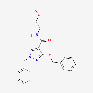 molecular formula C21H23N3O3 B2835333 1-benzyl-3-(benzyloxy)-N-(2-methoxyethyl)-1H-pyrazole-4-carboxamide CAS No. 1014068-02-0