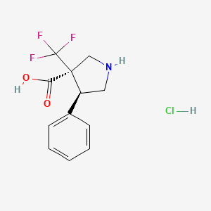 molecular formula C12H13ClF3NO2 B2835340 (3R,4S)-4-phenyl-3-(trifluoromethyl)pyrrolidine-3-carboxylic acid hydrochloride CAS No. 2031242-20-1