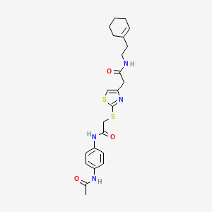 N-(4-acetamidophenyl)-2-((4-(2-((2-(cyclohex-1-en-1-yl)ethyl)amino)-2-oxoethyl)thiazol-2-yl)thio)acetamide