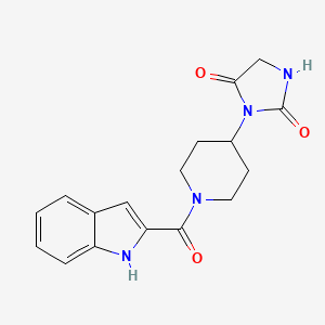molecular formula C17H18N4O3 B2835368 3-(1-(1H-indole-2-carbonyl)piperidin-4-yl)imidazolidine-2,4-dione CAS No. 2034243-95-1