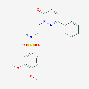 molecular formula C20H21N3O5S B2835369 3,4-dimethoxy-N-(2-(6-oxo-3-phenylpyridazin-1(6H)-yl)ethyl)benzenesulfonamide CAS No. 921806-20-4