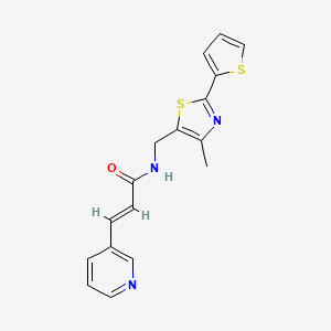 molecular formula C17H15N3OS2 B2835389 (E)-N-((4-甲基-2-(噻吩-2-基)噻唑-5-基)甲基)-3-(吡啶-3-基)丙烯酰胺 CAS No. 1421588-65-9