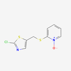 molecular formula C9H7ClN2OS2 B2835393 2-{[(2-Chloro-1,3-thiazol-5-yl)methyl]sulfanyl}-1-pyridiniumolate CAS No. 478246-66-1