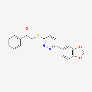 molecular formula C19H14N2O3S B2835403 2-[6-(1,3-苯并二噁唑-5-基)吡啶并[3,2-d]噻唑-3-基]硫代-1-苯乙酮 CAS No. 872695-66-4