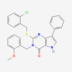 molecular formula C27H22ClN3O2S B2835410 2-((2-chlorobenzyl)thio)-3-(2-methoxybenzyl)-7-phenyl-3H-pyrrolo[3,2-d]pyrimidin-4(5H)-one CAS No. 2034582-71-1