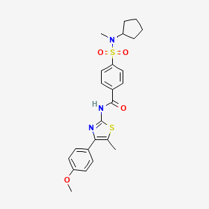 molecular formula C24H27N3O4S2 B2835453 4-(N-cyclopentyl-N-methylsulfamoyl)-N-(4-(4-methoxyphenyl)-5-methylthiazol-2-yl)benzamide CAS No. 899734-91-9