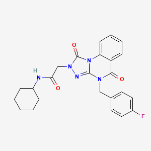 molecular formula C24H24FN5O3 B2835454 N-cyclohexyl-2-(4-(4-fluorobenzyl)-1,5-dioxo-4,5-dihydro-[1,2,4]triazolo[4,3-a]quinazolin-2(1H)-yl)acetamide CAS No. 1296346-63-8