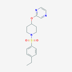 molecular formula C17H21N3O3S B2835456 2-((1-((4-Ethylphenyl)sulfonyl)piperidin-4-yl)oxy)pyrazine CAS No. 1448027-49-3