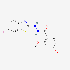 molecular formula C16H13F2N3O3S B2835457 N'-(4,6-difluoro-1,3-benzothiazol-2-yl)-2,4-dimethoxybenzohydrazide CAS No. 851988-23-3