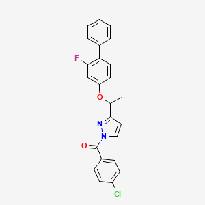 molecular formula C24H18ClFN2O2 B2835473 (4-氯苯基)(3-{1-[(2-氟[1,1'-联苯]-4-基)氧基]乙基}-1H-吡唑-1-基)甲酮 CAS No. 477709-14-1