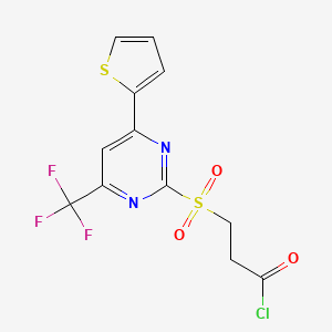 molecular formula C12H8ClF3N2O3S2 B2835479 3-((4-(Thiophen-2-yl)-6-(trifluoromethyl)pyrimidin-2-yl)sulfonyl)propanoyl chloride CAS No. 870083-63-9