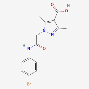 B2835481 1-[2-(4-Bromoanilino)-2-oxoethyl]-3,5-dimethylpyrazole-4-carboxylic acid CAS No. 1153371-27-7