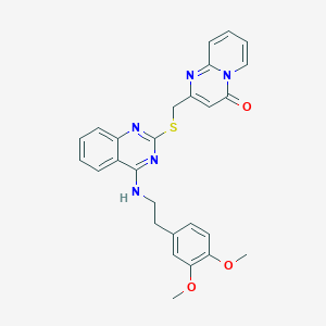 molecular formula C27H25N5O3S B2835489 2-[[4-[2-(3,4-Dimethoxyphenyl)ethylamino]quinazolin-2-yl]sulfanylmethyl]pyrido[1,2-a]pyrimidin-4-one CAS No. 422533-62-8