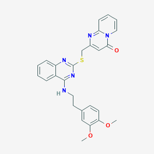 molecular formula C27H25N5O3S B2835489 2-{[(4-{[2-(3,4-dimethoxyphenyl)ethyl]amino}quinazolin-2-yl)sulfanyl]methyl}-4H-pyrido[1,2-a]pyrimidin-4-one CAS No. 422533-62-8