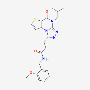 molecular formula C22H25N5O3S B2835494 3-(4-isobutyl-5-oxo-4,5-dihydrothieno[2,3-e][1,2,4]triazolo[4,3-a]pyrimidin-1-yl)-N-(2-methoxybenzyl)propanamide CAS No. 1189681-69-3
