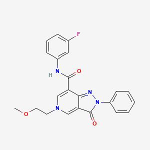 molecular formula C22H19FN4O3 B2835495 N-(3-氟苯基)-5-(2-甲氧基乙基)-3-氧代-2-苯基-3,5-二氢-2H-吡唑并[4,3-c]吡啶-7-羧酰胺 CAS No. 923683-35-6