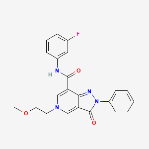 molecular formula C22H19FN4O3 B2835495 N-(3-fluorophenyl)-5-(2-methoxyethyl)-3-oxo-2-phenyl-2H,3H,5H-pyrazolo[4,3-c]pyridine-7-carboxamide CAS No. 923683-35-6