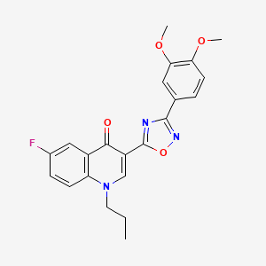 molecular formula C22H20FN3O4 B2835498 3-(3-(3,4-dimethoxyphenyl)-1,2,4-oxadiazol-5-yl)-6-fluoro-1-propylquinolin-4(1H)-one CAS No. 1251543-78-8