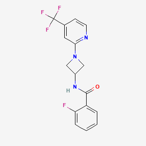 molecular formula C16H13F4N3O B2835505 2-Fluoro-N-[1-[4-(trifluoromethyl)pyridin-2-yl]azetidin-3-yl]benzamide CAS No. 2415511-39-4