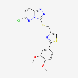 molecular formula C17H14ClN5O2S2 B2835507 4-[({6-Chloro-[1,2,4]triazolo[4,3-b]pyridazin-3-yl}sulfanyl)methyl]-2-(3,4-dimethoxyphenyl)-1,3-thiazole CAS No. 1210977-05-1