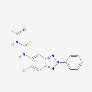 molecular formula C16H14ClN5OS B283552 N-[(6-chloro-2-phenyl-2H-benzotriazol-5-yl)carbamothioyl]propanamide 