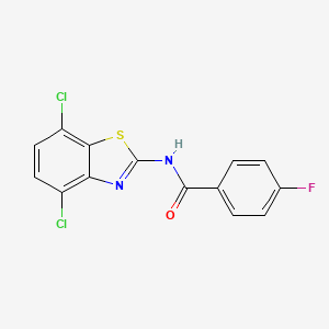 molecular formula C14H7Cl2FN2OS B2835523 N-(4,7-dichloro-1,3-benzothiazol-2-yl)-4-fluorobenzamide CAS No. 912760-46-4