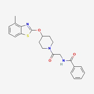 molecular formula C22H23N3O3S B2835525 N-(2-(4-((4-methylbenzo[d]thiazol-2-yl)oxy)piperidin-1-yl)-2-oxoethyl)benzamide CAS No. 1323333-73-8