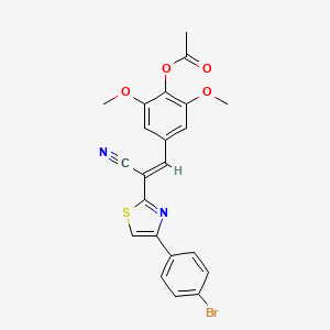molecular formula C22H17BrN2O4S B2835527 (E)-4-(2-(4-(4-溴苯基)噻唑-2-基)-2-氰基乙烯基)-2,6-二甲氧基苯乙酸酯 CAS No. 683250-42-2