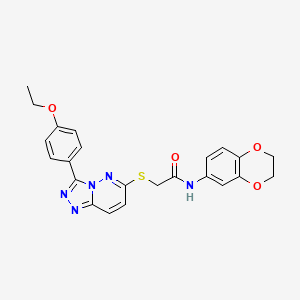 molecular formula C23H21N5O4S B2835529 N-(2,3-dihydrobenzo[b][1,4]dioxin-6-yl)-2-((3-(4-ethoxyphenyl)-[1,2,4]triazolo[4,3-b]pyridazin-6-yl)thio)acetamide CAS No. 852436-83-0