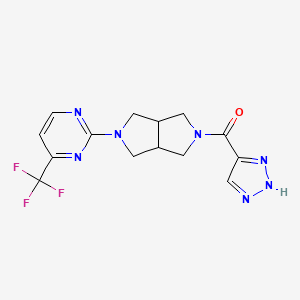 molecular formula C14H14F3N7O B2835541 2H-Triazol-4-yl-[2-[4-(trifluoromethyl)pyrimidin-2-yl]-1,3,3a,4,6,6a-hexahydropyrrolo[3,4-c]pyrrol-5-yl]methanone CAS No. 2415554-68-4