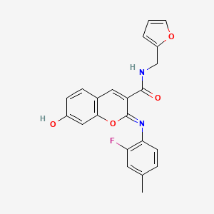 molecular formula C22H17FN2O4 B2835542 (2Z)-2-[(2-fluoro-4-methylphenyl)imino]-N-(furan-2-ylmethyl)-7-hydroxy-2H-chromene-3-carboxamide CAS No. 1327171-75-4