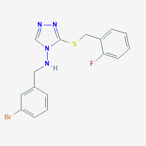 molecular formula C16H14BrFN4S B283556 N-(3-bromobenzyl)-3-[(2-fluorobenzyl)sulfanyl]-4H-1,2,4-triazol-4-amine 